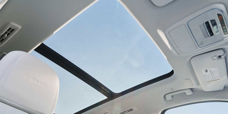2026 Buick Enclave Panoramic sunroof and premium interior roof view