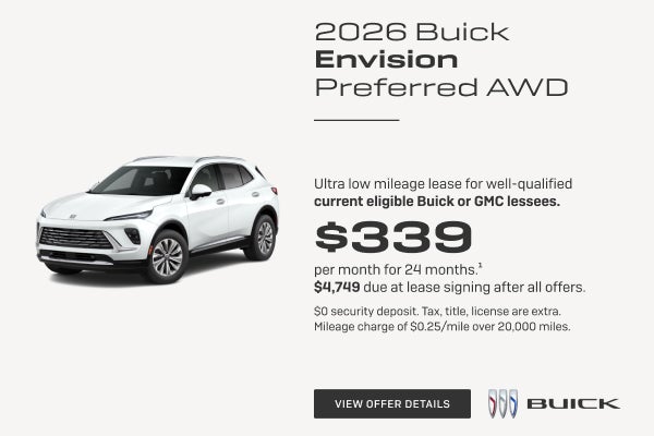 Ultra low mileage lease for well-qualified current eligible Buick or GMC lessees.

$339 per month...