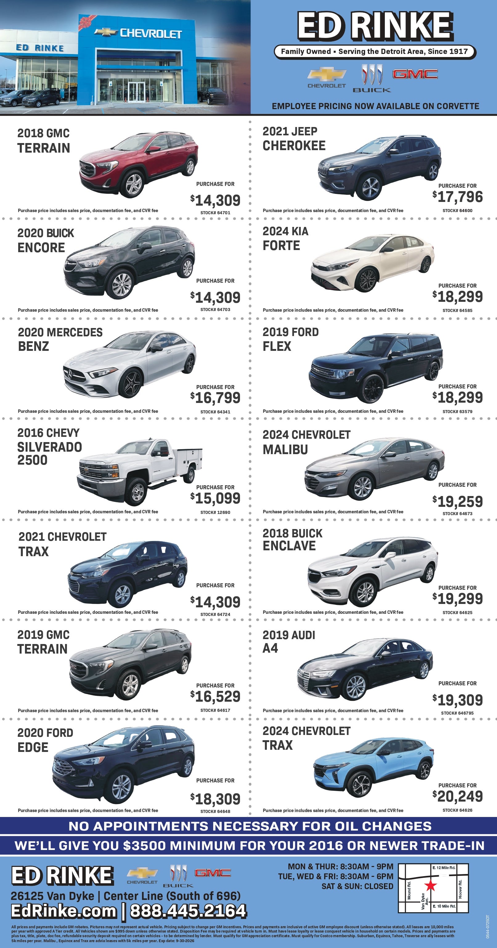 Weekly ad specials at Ed Rinke Buick GMC in Center Line MI
