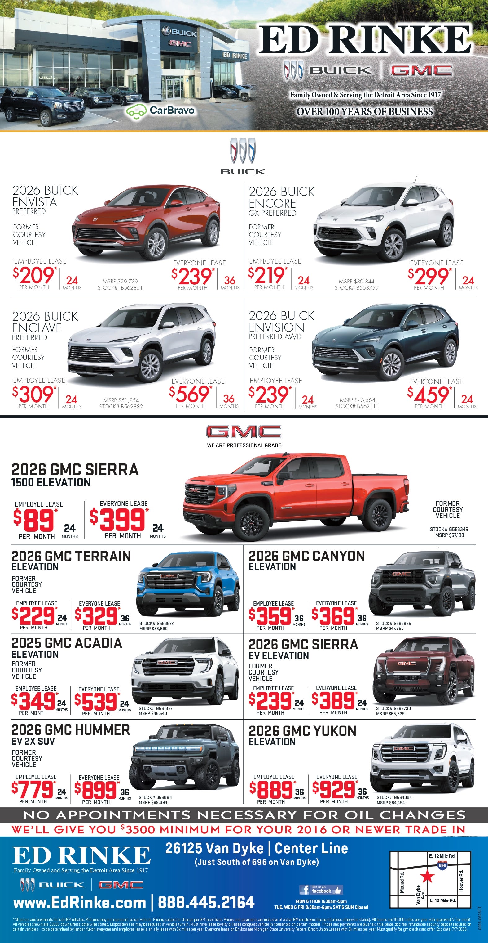 Weekly ad specials at Ed Rinke Buick GMC in Center Line MI