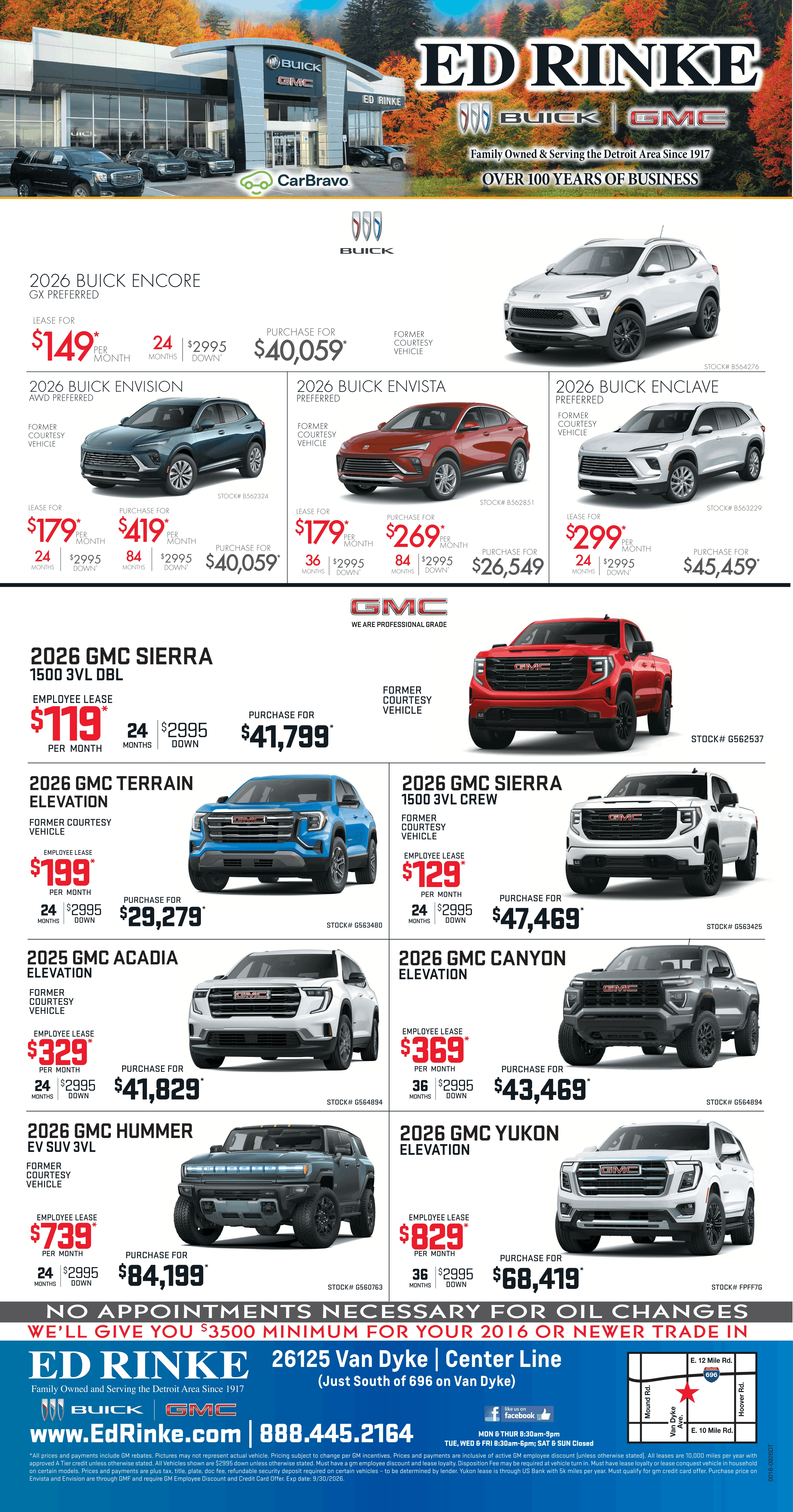 Weekly ad specials at Ed Rinke Buick GMC in Center Line MI