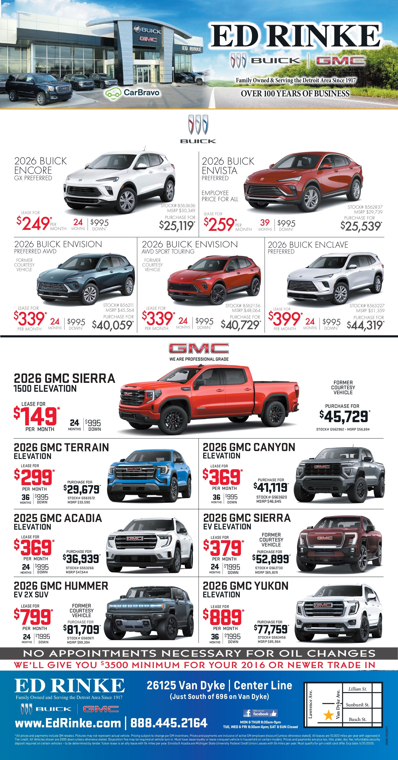 Weekly ad specials at Ed Rinke Buick GMC in Center Line MI